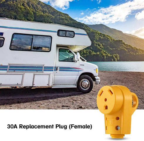 Kohree 30 Amp RV Plug Female, RV Receptacle Heavy Duty Replacement 125/250V, NEMA TT-30R Plug with Ergonomic Grip Handle for RV Camper Caravan Mot...