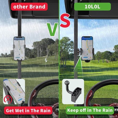 10L0L Golf Cart Phone Holder iPhone Caddy Mount Fits Yamaha EZGO TXT RXV Club Car w/ 0.75"-1.25" Square Tube Stand Bracket...