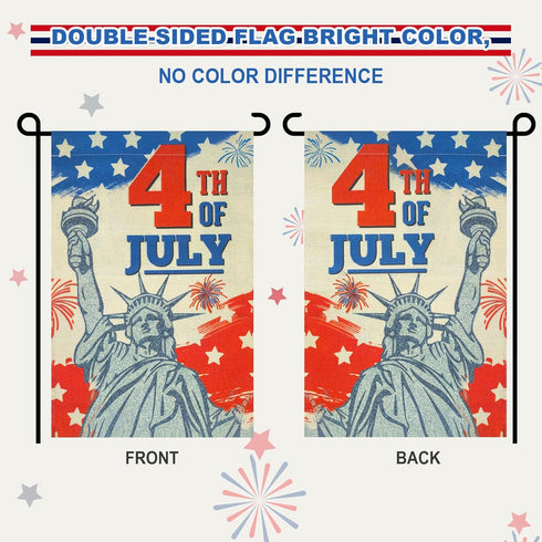 4th of July Garden Flag, 12x18 Inch Double Sided Patriotic Fourth of July Garden Flag for Independence Day Outdoor House Yard Decoration...