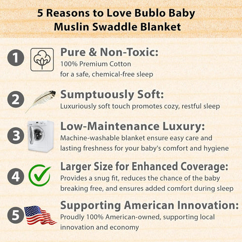 Bublo Baby Muslin Swaddle Blankets, Swaddle Blanket for Baby Boys and Girls, 3-Pack Breathable Premium 100% Cotton Baby Receiving Blankets, Exta L...