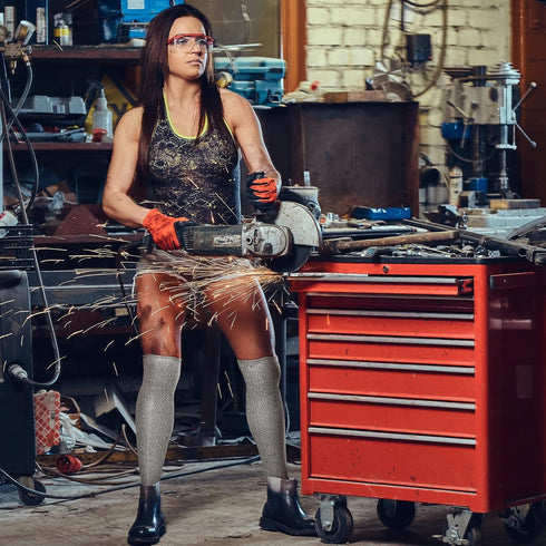 Zhanmai Cut Resistant Leg Sleeves Bite-Proof Protective Leg Sleeves for Welding, Lawn Mowing Guard Safety (Gray, Heel Hole Style)...