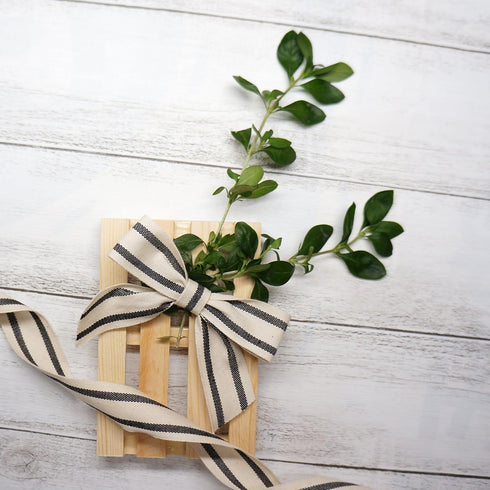 CT CRAFT LLC Ivory Cotton Black Stripes Ribbon 5/8" x 10 Yards for Home Décor Gift Present Wrapping DIY Crafts Birthday Wedding Bouquet Christmas...