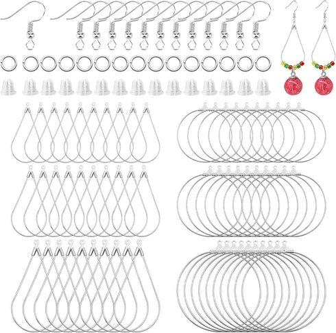 670Pcs Earring Making Kit with 120 Earring Beading Hoops Earring Finding Beading Hoop Earrings Bulk,150 Hooks,200 Jump Rings,200 Earring Backs for...