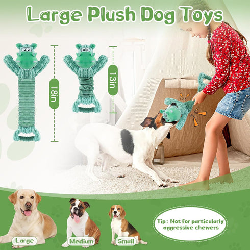 Large Squeaky Dog Toys: Plush Dog Toys with Soft Fabric for Small, Medium, and Large Pets - Tug of War Dog Toys for Indoor Play...