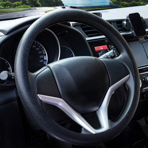 Spurtar Steering Wheel Cover 14"-15" Anti-Slip Car Steering Wheel Protector, Soft Odorless Silicone Leather Texture Steering Cover, Great Grip Cov...