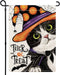 Black Cat Halloween Garden Flags for Outside, Trick or Treat Holiday Garden Flags 12x18 Double Sided, Cute Kitten Fall Holiday Yard Flag Winter La...