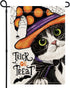Black Cat Halloween Garden Flags for Outside, Trick or Treat Holiday Garden Flags 12x18 Double Sided, Cute Kitten Fall Holiday Yard Flag Winter La...