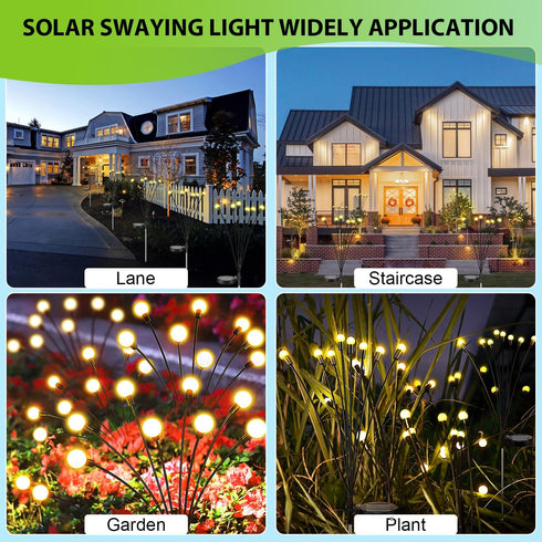 Solar Garden Lights, 2 Pack 16 LED Waterproof Solar Lights Outdoor, Firefly Garden Lights for Yard Patio Pathway Landscape Decoration, Sway by Win...