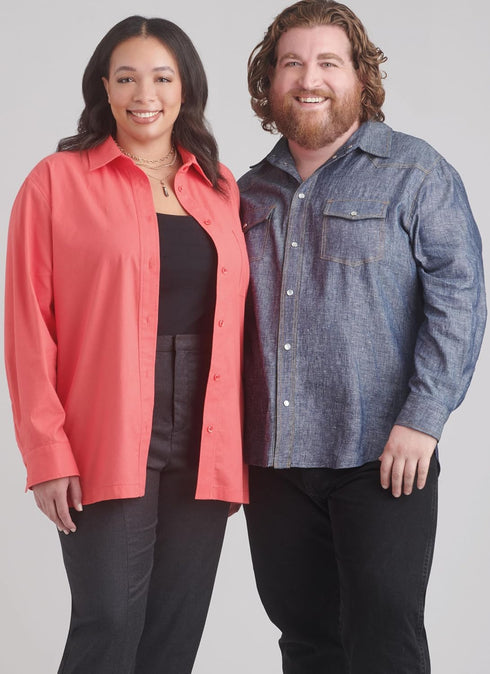 Simplicity Easy Plus Unisex Shirts Sewing Pattern Packet, Design Code S9859, Sizes XL-XXL-XXXL, Multicolor...