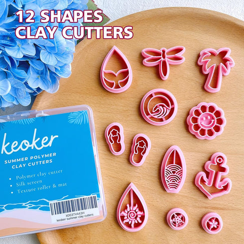 Keoker Polymer Clay Cutters, Summer Clay Cutters, Polymer Clay Cutters for Earrings Jewelry Making, 12 Shapes Flower Clay Earrings Cutters...