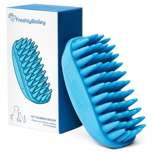 Rubber Dog Bath Brush - Silicone Pet Wash & Massage Brush - Perfect for Bathing, Massaging, & Deshedding - Use Wet or Dry, De-shed or Use it to La...
