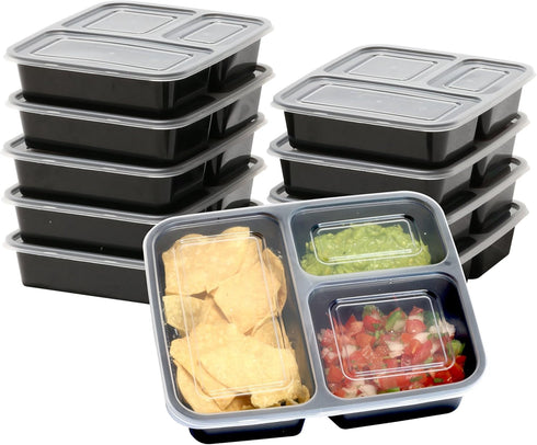 10 Pack - SimpleHouseware 3 Compartment Food Grade Meal Prep Storage Container Boxes (36 ounces)...