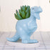 VanEnjoy Desktop Cute Cartoon Blue Tyrannosaurus Dinosaur Ceramic Succulent Pot with Tray, Bonsai Cactus Flower Pot Vase Holder Decorative Organiz...