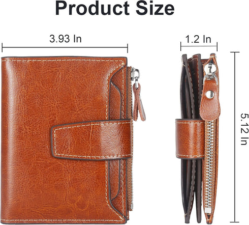 Lavemi Small Compact Women Wallet RFID Blocking Genuine Leather Bifold Purse with ID Windows(Brown)...