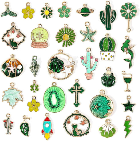 Charms for Jewelry Making - Bracelet Charms Mixed Bulk Gold Plated Enamel for Earrings Necklace, 31Pcs Cute Animal Charm for DIY Craft Supplies...