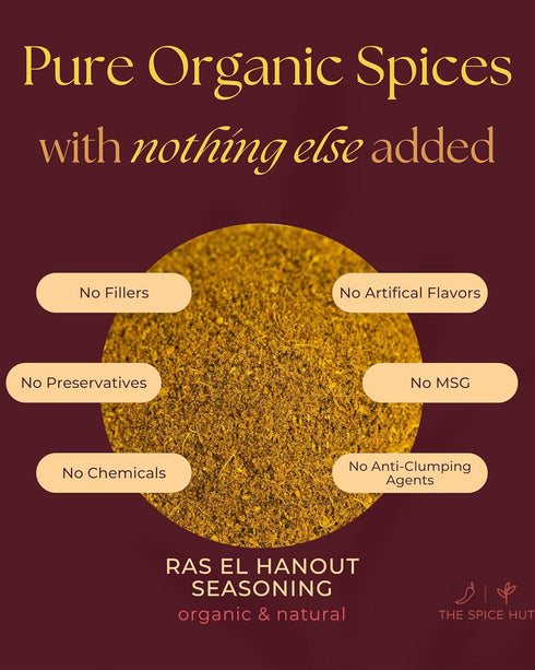 Ras El Hanout Seasoning, Organic Authentic North African Spice Blend, 2 Oz, Salt Free, Small Pouch, The Spice Hut...