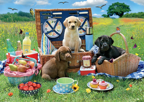 Buffalo Games - Adorable Animals - Puppy Park Picnic - 300 Large Piece Jigsaw Puzzle for Adults Challenging Puzzle Perfect for Game Nights...