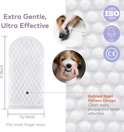 Dental Finger Wipes for Dogs - 100 Wipes - Dog Dental Teeth Cleaning Wipes for Dogs - Pre-Soaked Oral Cleaning Pads- Reduces Plaque, Tartar & Dog ...