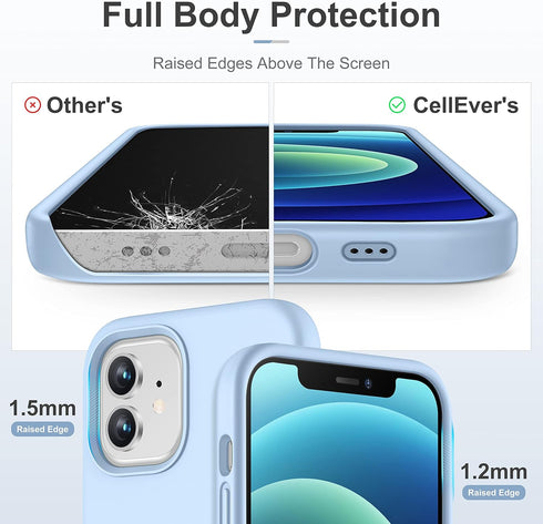 CellEver Heavy-Duty Silicone Case for iPhone 12/12 Pro - Two Shatterproof Glass Screen Protectors, Military Drop Protection, Scratch-Free Interior...
