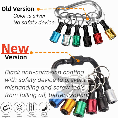 12Pcs 1/4 inch Hex Shank Aluminum Alloy Screwdriver Bits Holder Extension Bar Drill Screw Adapter Change Keychain Portable for Screwdriver & Drill...
