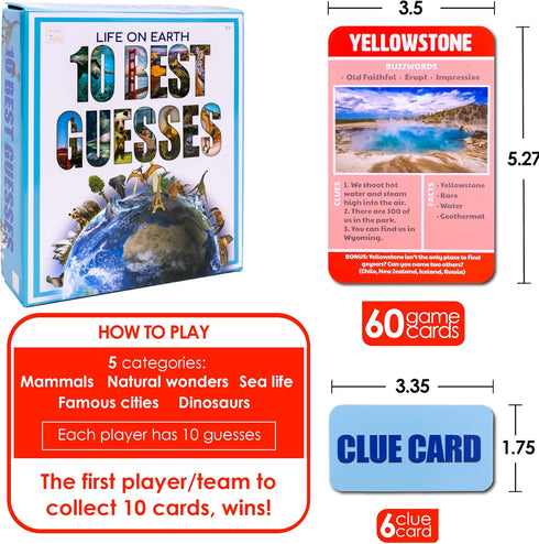Hapinest 10 Best Guesses Card Game for Kids Boys and Girls Ages 4 5 6 7 8 9 10 Years Old and Up, Life on Earth...