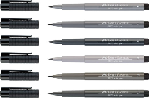 Faber-Castell Pitt Artist Brush Pen Wallet - Shades of Grey (6 Colours)...