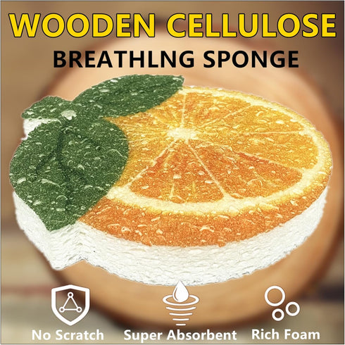 2 Pcs Fruit Shaped Kitchen Compressed Dish Sponges for Cleaning,Cellulose Absorb Water Expand Dishcloth,Natural Household Cleaning Sponges Suitabl...