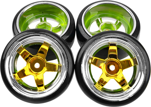 1/10 RC Drift Tire Hard Plastic Tires & 12mm Hex Hub Wheel Rims Compatible with Traxxas HSP Tamiya Kyosho Himoto HPI Redcat 1/10 On-Road RC Drift ...