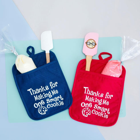 Teacher Appreciation Gift for Women - Thank You Present Potholder - One Smart Cookie Oven Mitt - Set of 2 (One Smart Cookie)...