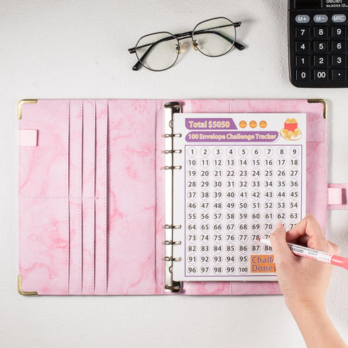 100 Envelopes Challenge Binder Savings Challenges Book, A5 Money Saving Planner Cash Envelope Budget Binder with Erasable Pen, Easy and Fun Way to...