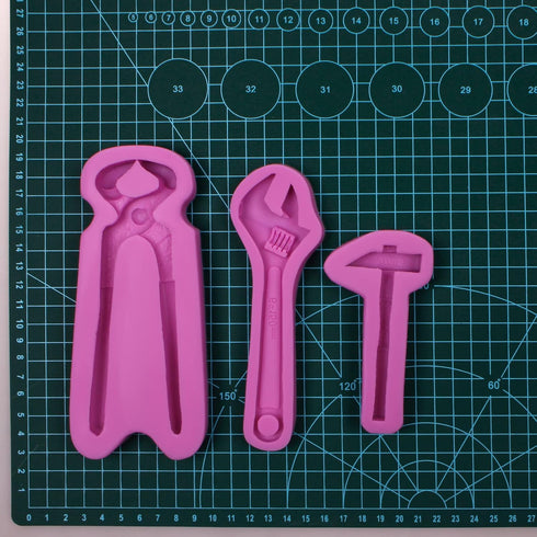 Hand Tools Silicone Chocolate Molds, 3 Packs Large Hammer Wrenches Pliers Construction Tools Baking Molds, 3D Fondant Mold for Cake Decoration Can...