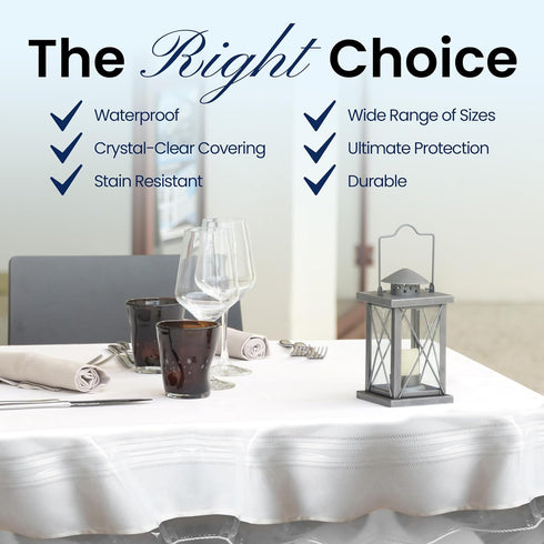 BRODER MFG. INC. Tablecloth Protector Crystal Clear Vinyl (52"x70" Oblong) | Thick, Durable Clear Table/Tablecloth Protector | Perfect for Parties...