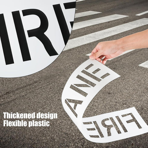 Fire Lane No Parking Stencil Set, 25.6x5.8" No Parking Template & 23.5x5.8" Fire Lane Stencil for Parking Lot Paint Templates Flexible Plastic Tra...