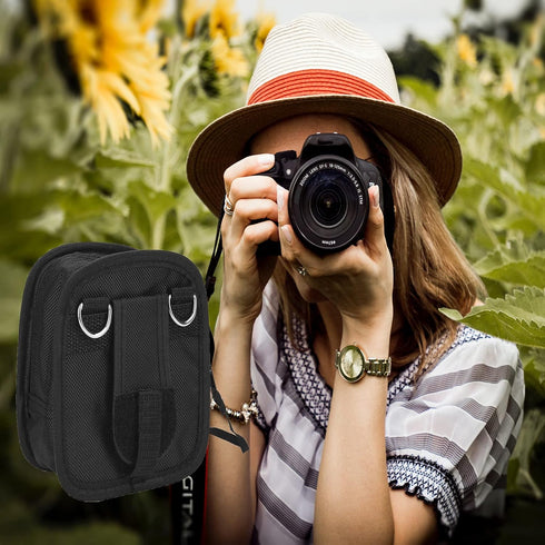 Bags for Cameras and Photographic Equipment, Camera Lens Filter Carry Case, 9-Pocket Lens Filter Wallet Pouch Bag Travel Holder Belt Bag with Deta...
