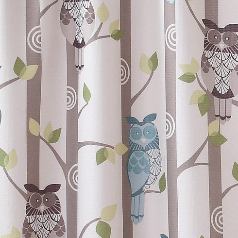 No. 918 Hoot Owl Print Semi-Sheer Rod Pocket Kitchen Curtain Valance, 56" x 14", Mocha...