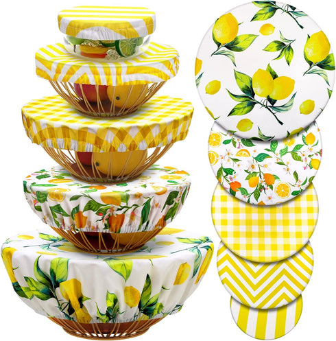 10 Pack Cloth Bowl Covers for Bread Rising Reusable Fabric Bowl Covers 5 Size Stretch Elastic Food Storage Container Covers Cotton Bread Bowl Cove...