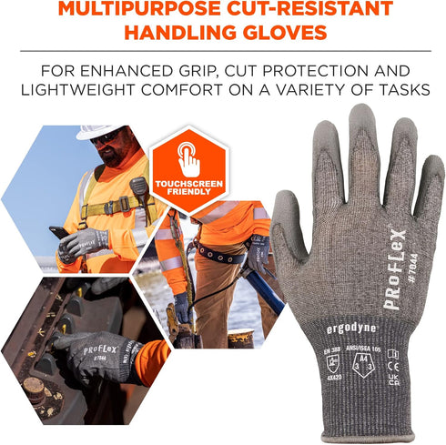 Ergodyne unisex adult ANSI A4 PU Coated CR Gloves, Gray, Extra Large US...
