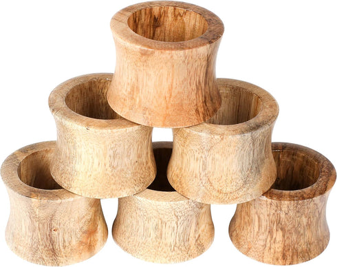 Rustic Wooden Napkin Rings Set of 12 - Handmade Natural Wood Napkin Holders for Table Decor, Farmhouse Dining, Weddings, Holidays, Parties, Everyd...