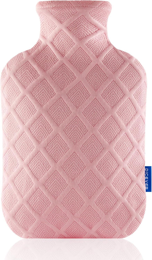 Hot Water Bottle with Soft Cover, 2L Hot Water Bag, Hot and Cold Therapies for Sore Muscles, Menstrual Cramps, Neck and Shoulder Pain Relief, Grea...