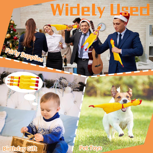 3 Pcs Large Squeeze Rubber Chicken,Yellow Screaming Chicken Dog Toys,Squawking Chicken Toys,Rubber Squeaky Chicken Toys for Dogs,Prank Novelty Toy...