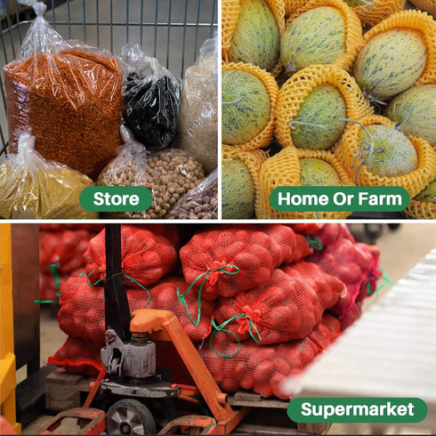 Sukh 7 Pcs Large Mesh Produce Bags - 60lbs Mesh Vegetable Bags Reusable Washable Mesh Storage Bag Breathable Produce Bags Onion Storage With Draws...