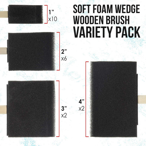 U.S. Art Supply Variety Pack Foam Sponge Wood Handle Paint Brush Set (Value Pack of 20 Brushes) - Lightweight, Durable and Great for Acrylics, Sta...