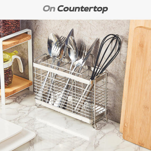KESOL Utensil Holder Utensil Drying Rack Basket Holder with 3 Divided Compartments, Rust Proof...