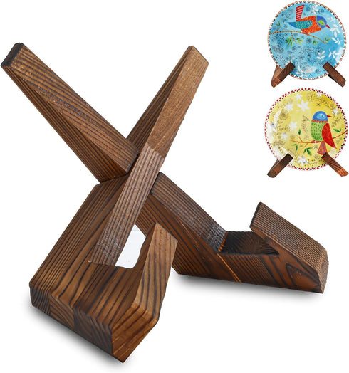 Pack of 2,Plate Stand for Display Picture Frame Wooden Easels Stand Decorative Plate Holder Display Stand for Book Tabletop Art Decor for Home...