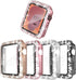 4 Pack Bling Hard PC Case with Tempered Glass Screen Protector Compatible with Apple Watch 44mm Series 6 Series 5 Series 4, Ultra-Thin Crystal Bum...