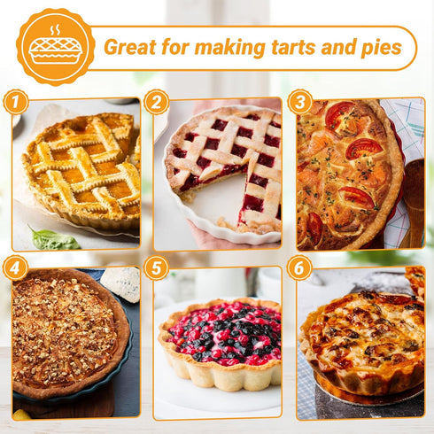 Beasea Mini Tart Pans for Baking, 2pcs 8 Inch Tart Pan with Removable Bottom Small Non Stick Carbon Steel Quiche Pie Pans for Oven Baking...
