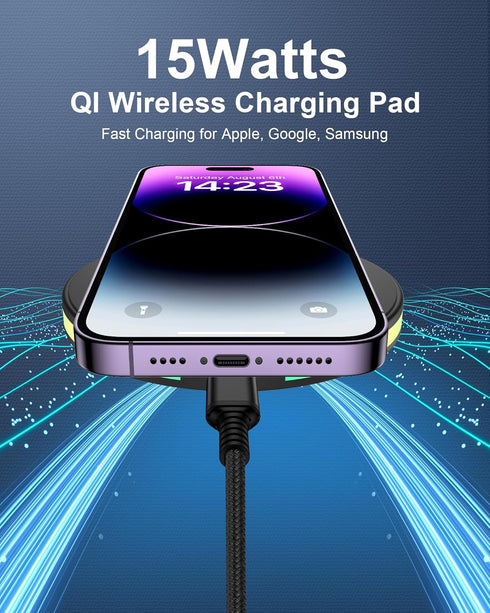 2Pack 15w Phone Wireless Charging Pad for Google Pixel 8 8 Pro 7 pro 7a 7 6 pro, QI Wireless Charger Station Cargador Inalambrico for Android Sams...