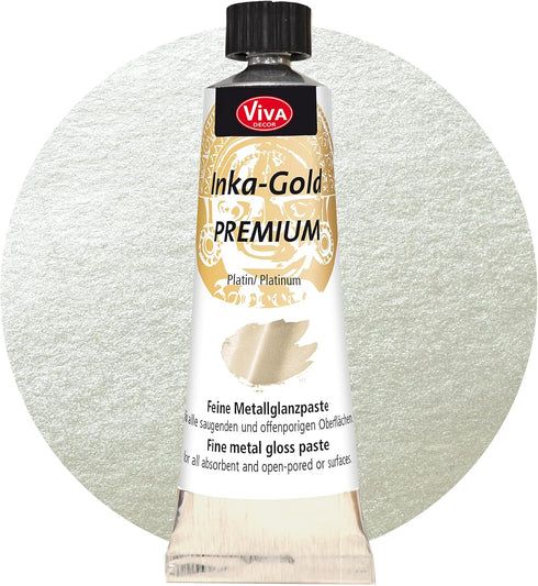 Viva Decor® Inka Gold Premium (904 Platinum, 1,41 oz) metallic acrylic paint - craft paint set - effect paints - craft paints acrylic sets - apply...