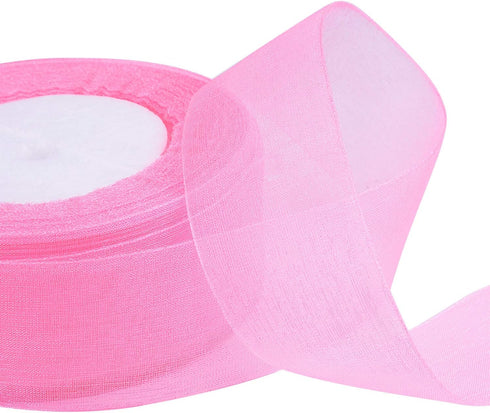 3 Rolls Sheer Chiffon Ribbons 1.5 Inches x 49 Yards/Each Roll for Wedding Gift Wrapping Home Decorations (Blue, White, Pink)...