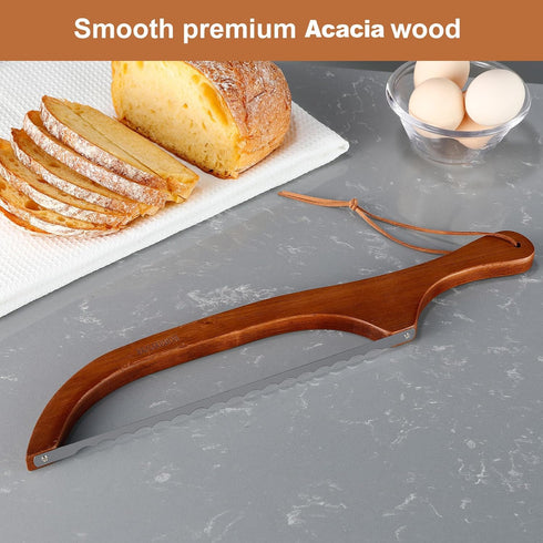Bread Knife for Homemade Bread, Sourdough bread knife, 15.7" - Serrated knife for Homemade Bread, Baguettes and More Cuts Thin,Bow Design Bread kn...